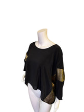 Load image into Gallery viewer, Amanda UpRichard Black Top with Gold Accent Sleeves