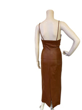 Load image into Gallery viewer, Zara Blogger Strapless Faux Leather Brown Maxi Dress