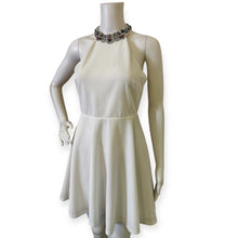 Load image into Gallery viewer, Lulus White Halter Neck Fit Rhinestone Flare Dress - Elegant Women's Party Dress