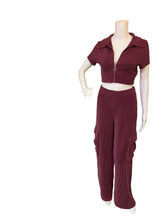 Load image into Gallery viewer, Ribbed Cargo Wide-Leg Pants Set