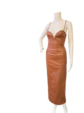 Load image into Gallery viewer, Zara Blogger Strapless Faux Leather Brown Maxi Dress