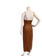 Load image into Gallery viewer, Zara Blogger Strapless Faux Leather Brown Maxi Dress