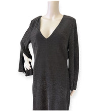 Load image into Gallery viewer, Black Glitter V-Neck Dress