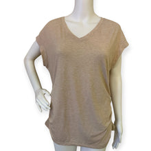 Load image into Gallery viewer, Casual Tan PGANDS Women&#39;s V Neck Sleeve Shirts Ruched Dressy Casual Basic Top