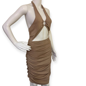 Nude Halter Cutout Dress
