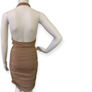 Nude Halter Cutout Dress
