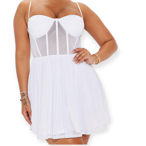 Gaia Glitter Mesh Mini Dress