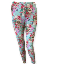 Load image into Gallery viewer, Floral Skull Print Leggings