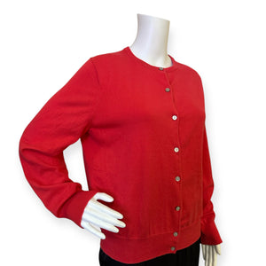 Women's Crew Neck Cardigan Sweater Red Button-Up