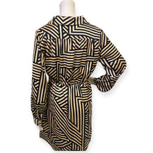 Load image into Gallery viewer, Sincerely Jules Black &amp; Gold Geometric Wrap Dress