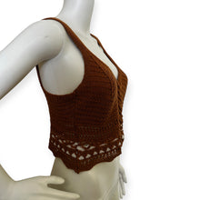 Load image into Gallery viewer, Jolie &amp; Joy Brown Crochet Braided Crop Top