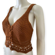 Load image into Gallery viewer, Jolie &amp; Joy Brown Crochet Braided Crop Top