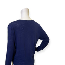 Load image into Gallery viewer, Navy V-Neck Tie-Front Long Sleeve Top