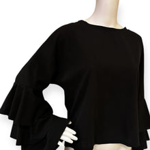 Load image into Gallery viewer, Elegant Black Ruffle Sleeve Top