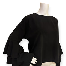 Load image into Gallery viewer, Elegant Black Ruffle Sleeve Top