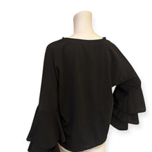 Load image into Gallery viewer, Elegant Black Ruffle Sleeve Top