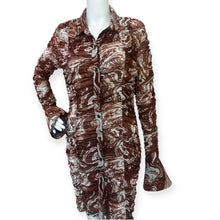 Load image into Gallery viewer, Shein sxy Collared Buttoned Front Ruched Marled Mesh Dress