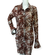 Load image into Gallery viewer, Shein sxy Collared Buttoned Front Ruched Marled Mesh Dress