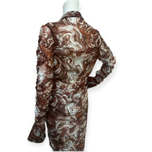 Load image into Gallery viewer, Shein sxy Collared Buttoned Front Ruched Marled Mesh Dress