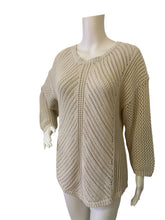 Load image into Gallery viewer, Chelsea &amp; Theodore Open Stitch Crewneck Sweater in Beige