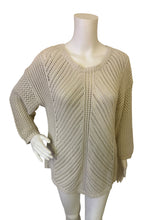 Load image into Gallery viewer, Chelsea &amp; Theodore Open Stitch Crewneck Sweater in Beige
