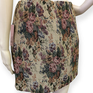 Floral Jacquard Tapestry Mini Skirt