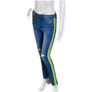 Unisex Neon Green Reflector Jeans