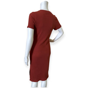 Basic Color Thin Ribbed Shortsleeved Dress | ROSEWOOD
