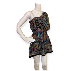 Angie VCAY Paisley Print One Shoulder Dress