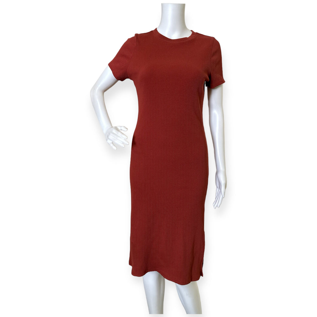 Basic Color Thin Ribbed Shortsleeved Dress | ROSEWOOD