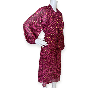 Scoop Women's Smocked Neck Midi Dress with Blouson Sleeves