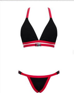 Belt My Heart Red & Black Brazilian Bikini