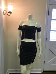 The W Black & Pink Stitch Dress