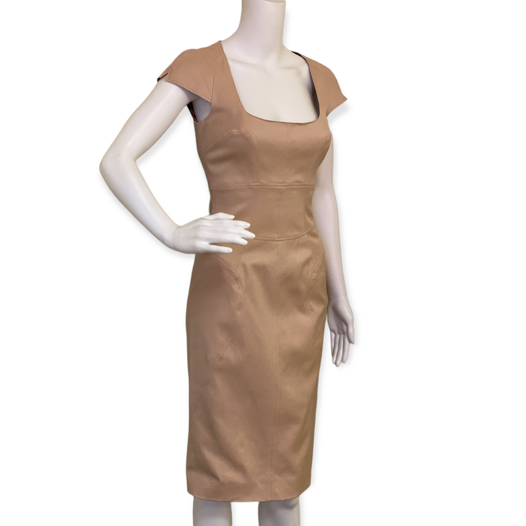 Blush Dolce & Gabbana Square-neck Tailored Midi Dress