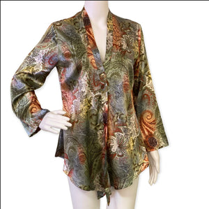 CHICO'S Long Sleeve PAISLEY Blouse Top CARDIGAN Cover-Up