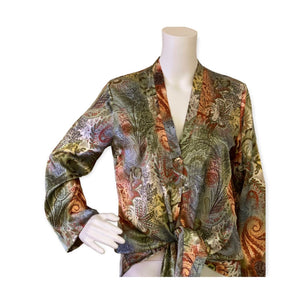 CHICO'S Long Sleeve PAISLEY Blouse Top CARDIGAN Cover-Up