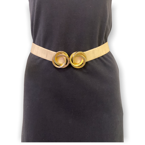 Vintage Gold Double Circle Leather Belt