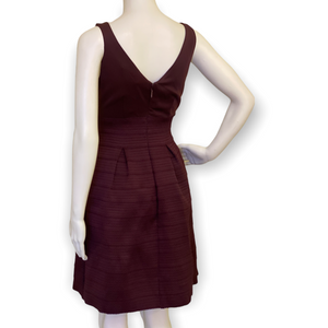 New York and Company Sleeveless Burgundy Fit and Flare Dress