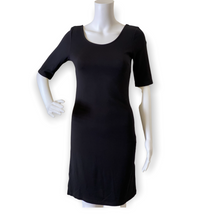 Load image into Gallery viewer, Solid Black Casual Mid Sleeve Dress