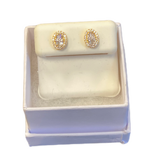 Load image into Gallery viewer, Modern Oval Gold CZ Stud Earrings