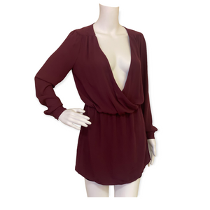Caché Maroon Casual Open Back Top