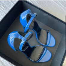 Load image into Gallery viewer, Cobalt Patent Leather Saint Laurent Sandals