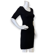 Load image into Gallery viewer, Solid Black Casual Mid Sleeve Dress