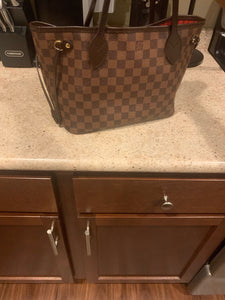 Authentic Louis Vuitton Used Damier Ebene NeverFull PM 2017