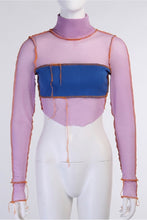 Load image into Gallery viewer, Princess Contrast Hight Collar Crop Top